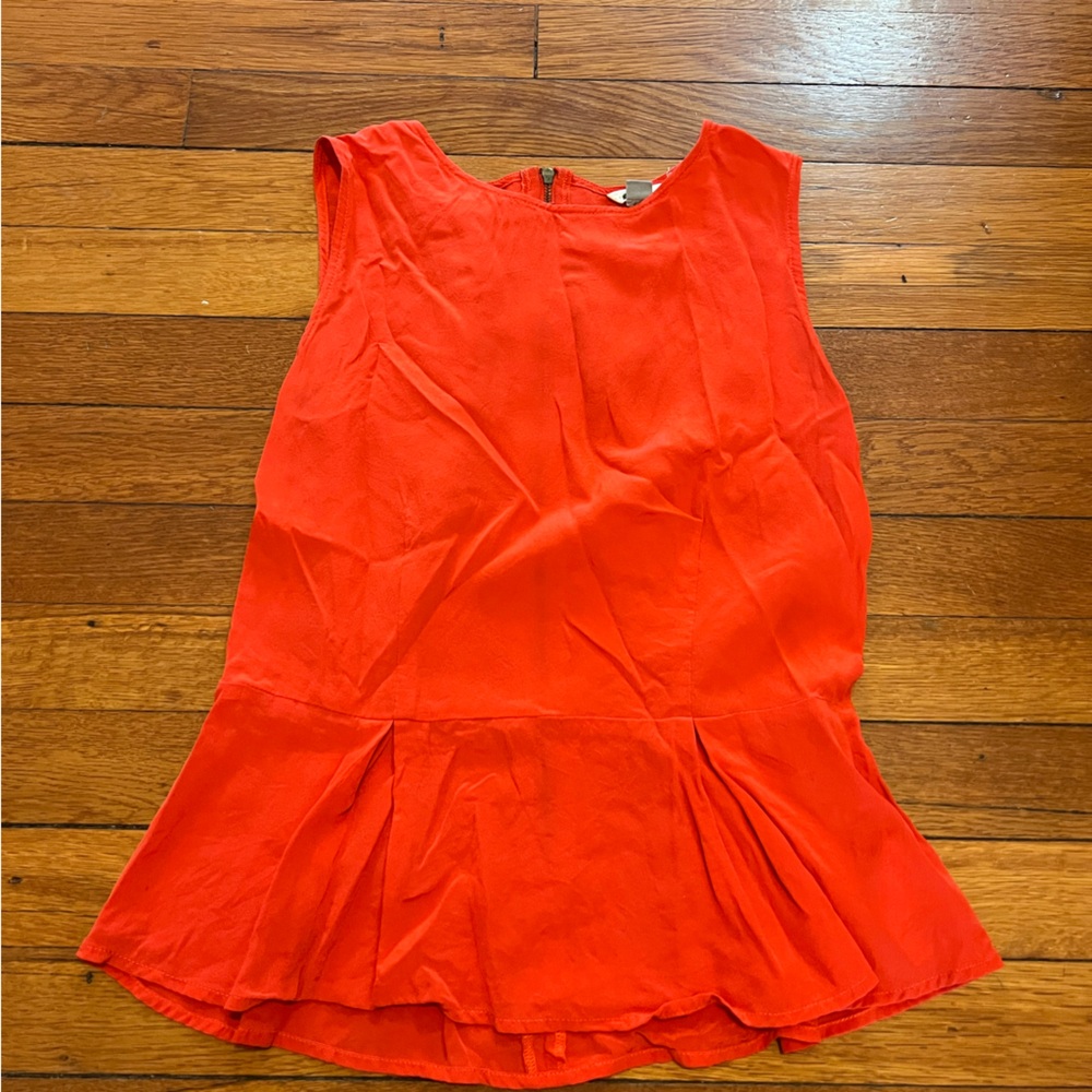 Fossil Sleeveless Orange Silk Top